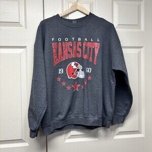 Kansas City Chiefs Grey Pull Over Sweatshirt Gildan Heavy Blend Size XL Unisex